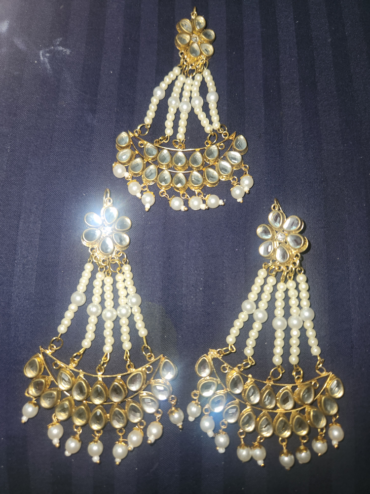Earrings & Tikka Set, Gold Colour - photo 4