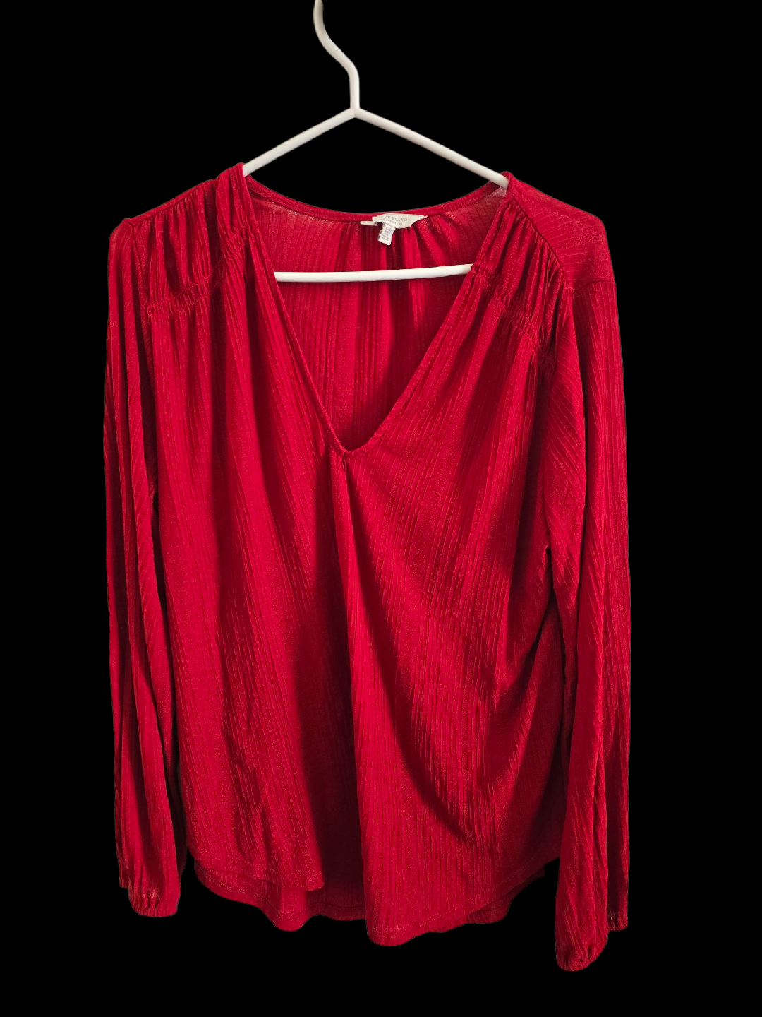 Lucky Brand Red V-Neck Long Sleeve Top