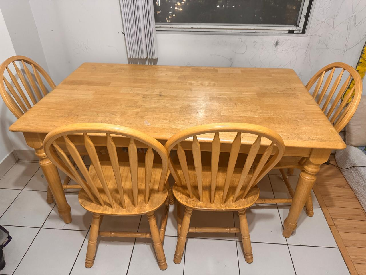 Wooden Dining Table with 4 Chairs
