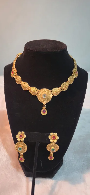 Gold-Plated Necklace & Earrings- Timeless Touch of Tradition