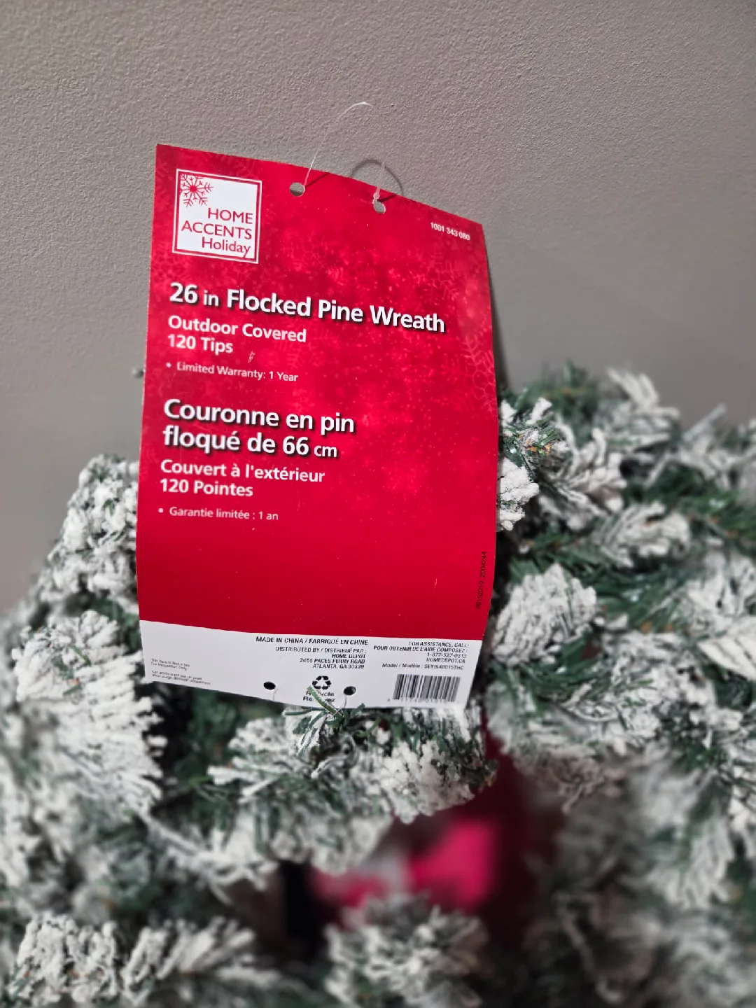 Home Accents Holiday 26" Flocked Pine Wreath - New image indicator(2)