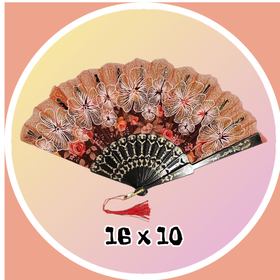 🤎 Foldable Cloth Fan with Tassel