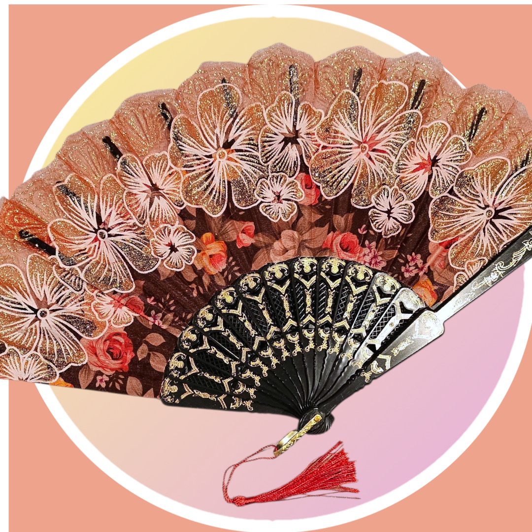 🤎 Foldable Cloth Fan with Tassel - photo 4
