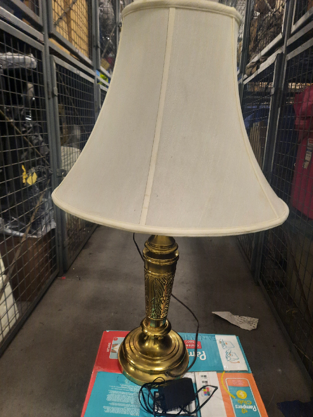 Gold Coloured Table Lamp with White Shade