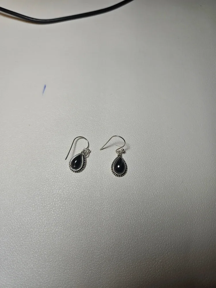 Black Teardrop Earrings pure silver