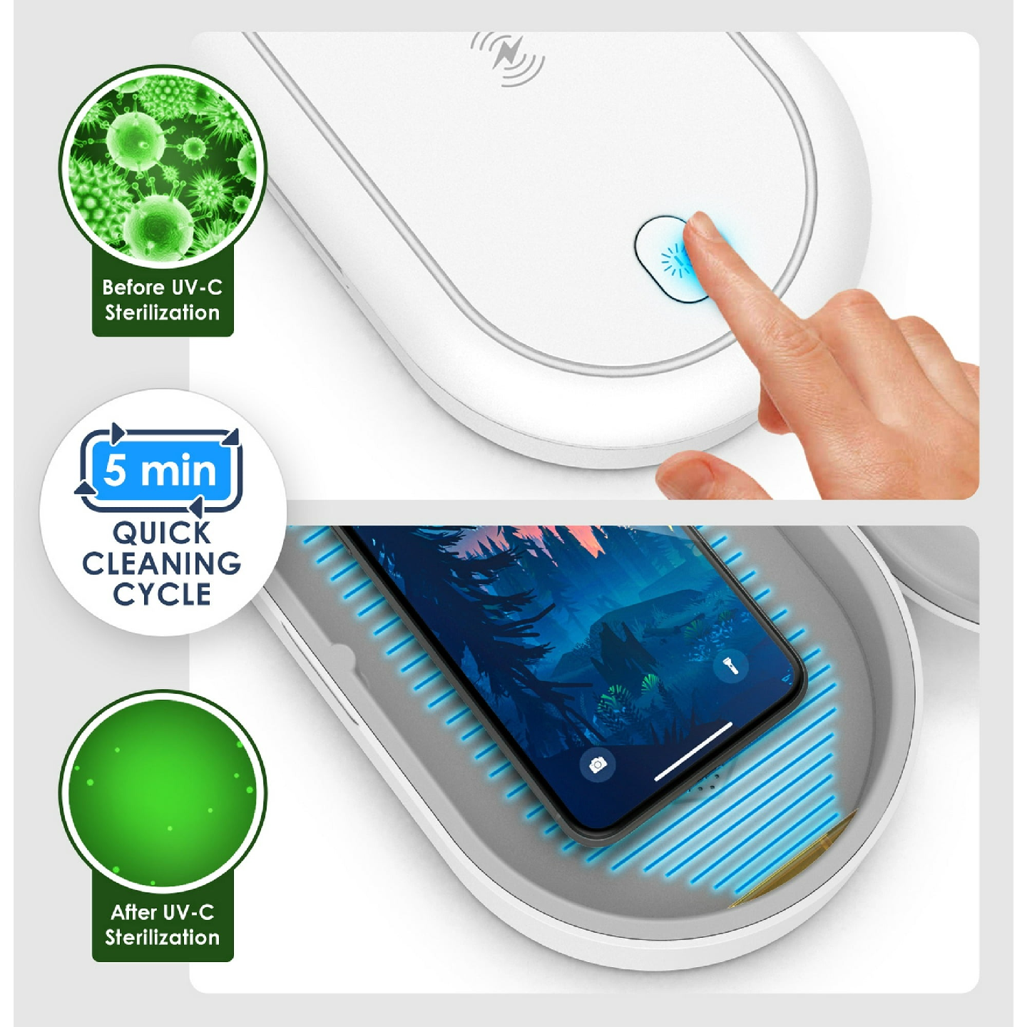 Cell Phone Cleaner Box with Wireless Charging - photo 2