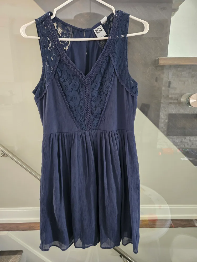Vero Moda Blue Lace Dress - Size S