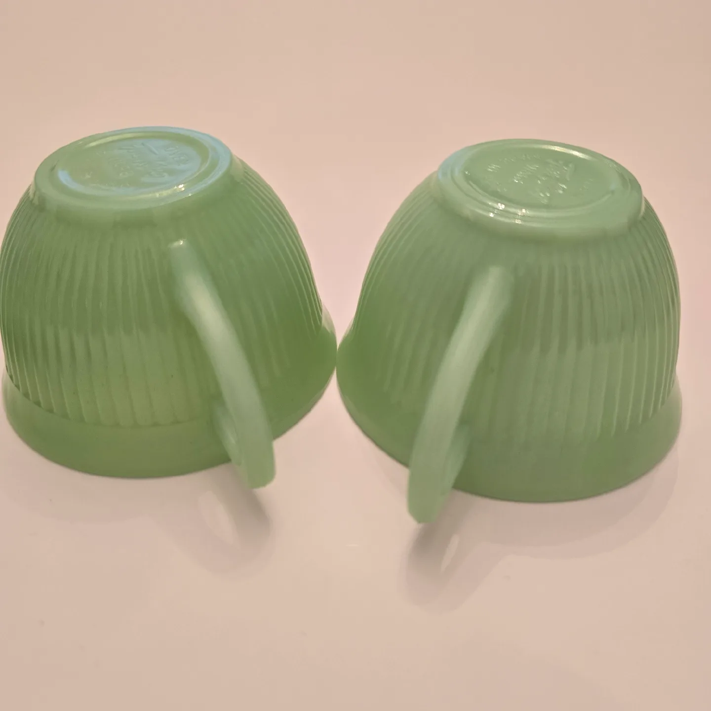 Set of 2 Fireking Jadeite Teacups and Saucers image indicator(3)