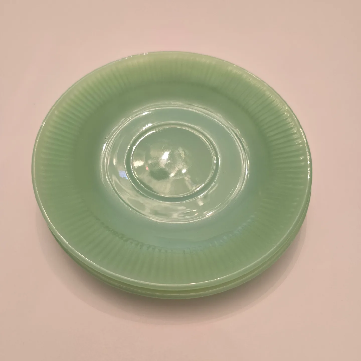 Set of 2 Fireking Jadeite Teacups and Saucers image indicator(8)