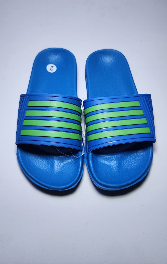Blue and Green Striped Slides - Big Kid Size 2 (Eu34) - photo 2