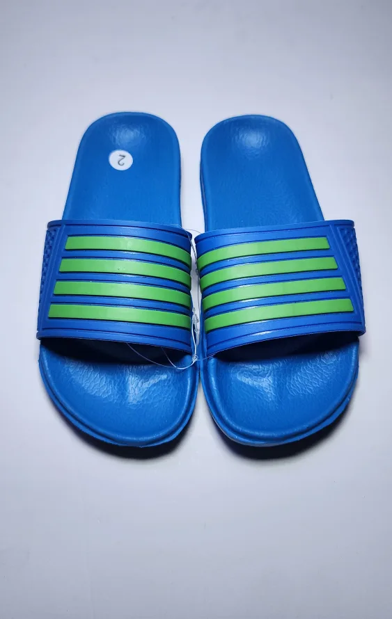 Blue and Green Striped Slides - Big Kid Size 2 (Eu34) image indicator(2)