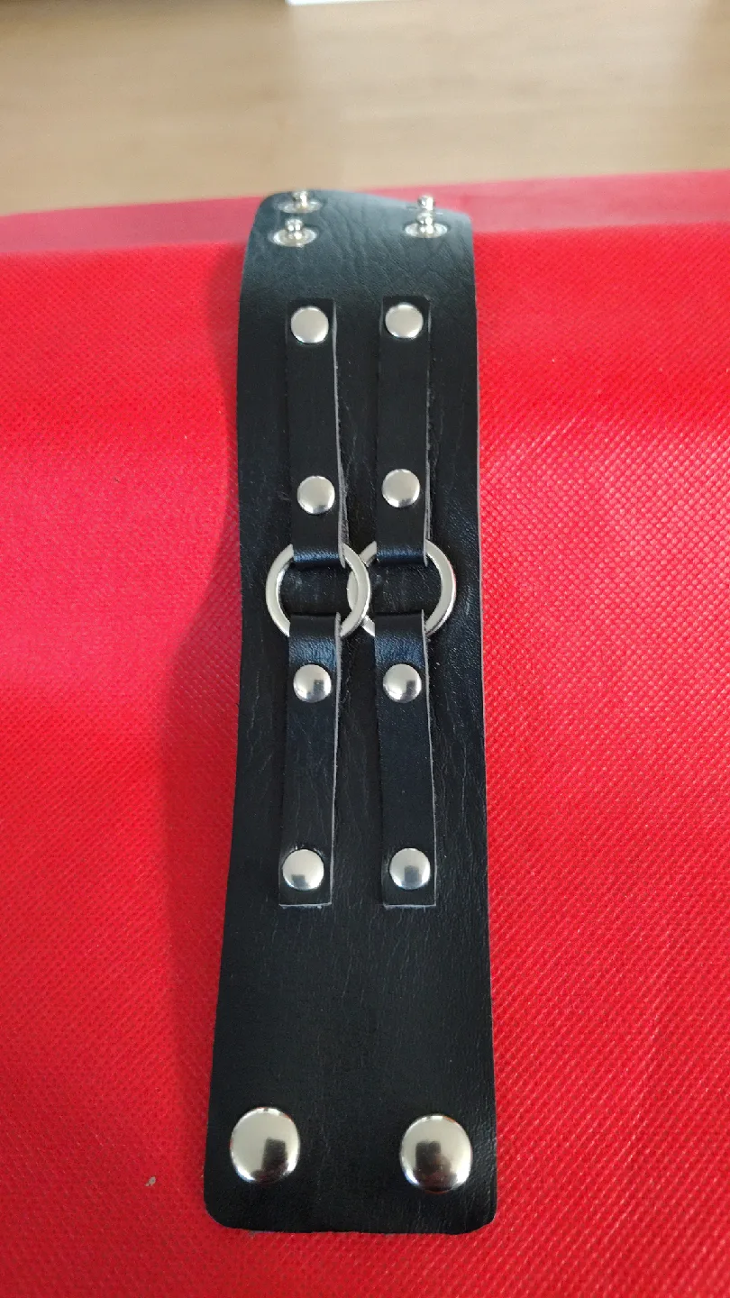 Black Leather Cuff Bracelet image indicator(3)