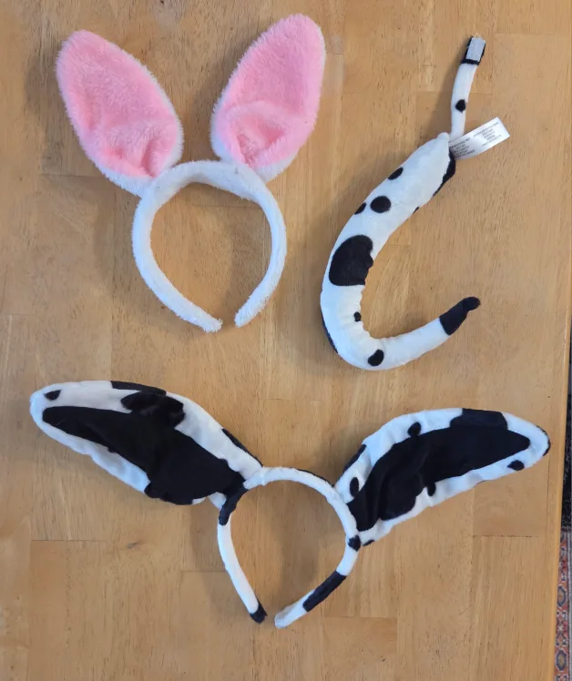 Bunny &  Dalmatian Costume Headband with wired ears & Tail Set thumbnail