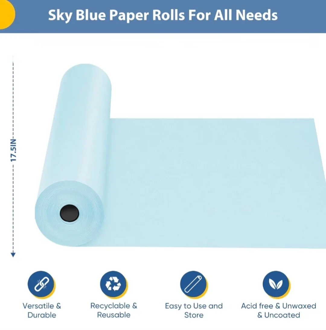 Craft Wrapping Paper Roll, Sky Blue 17.5"x506" image indicator(2)