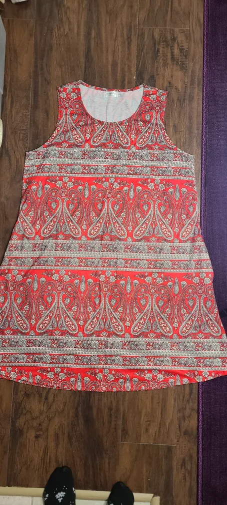Red Paisley Sleeveless Dress thumbnail