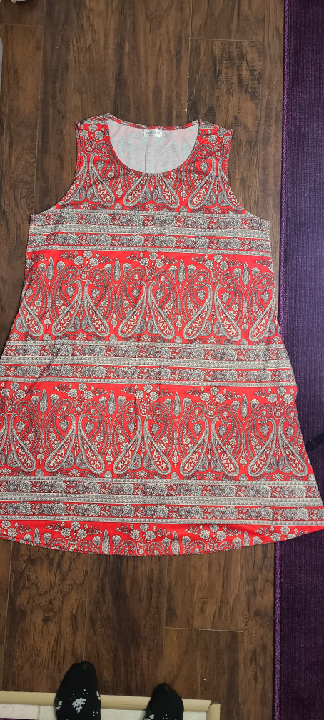 Red Paisley Sleeveless Dress - photo 2