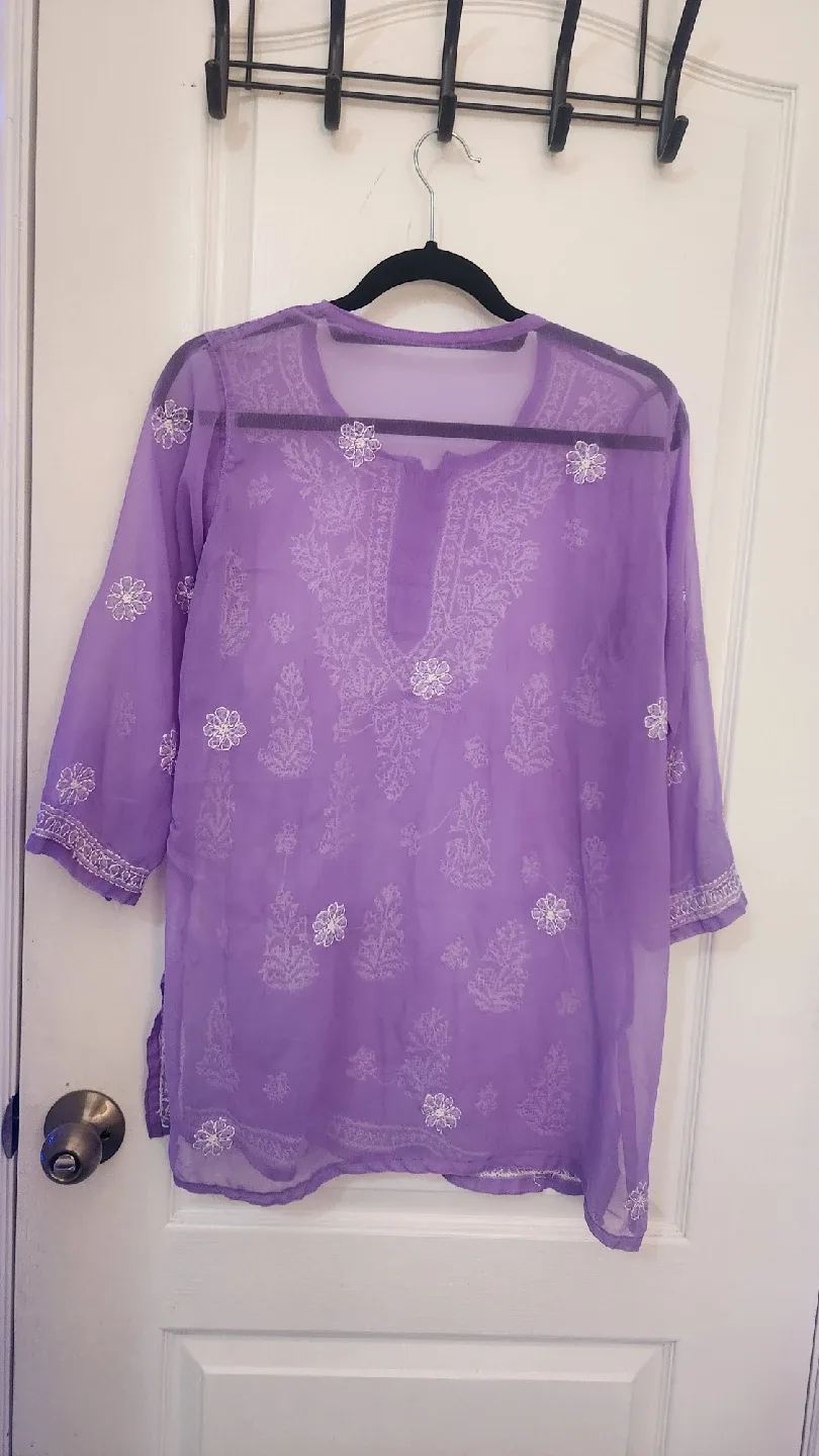 Lilac Embroidered Chikankari Style Kurti Top image indicator(4)