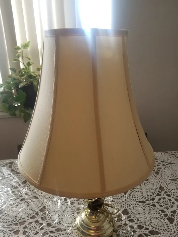 Vintage Table Lamp with Dark Cream Coloured Shade thumbnail