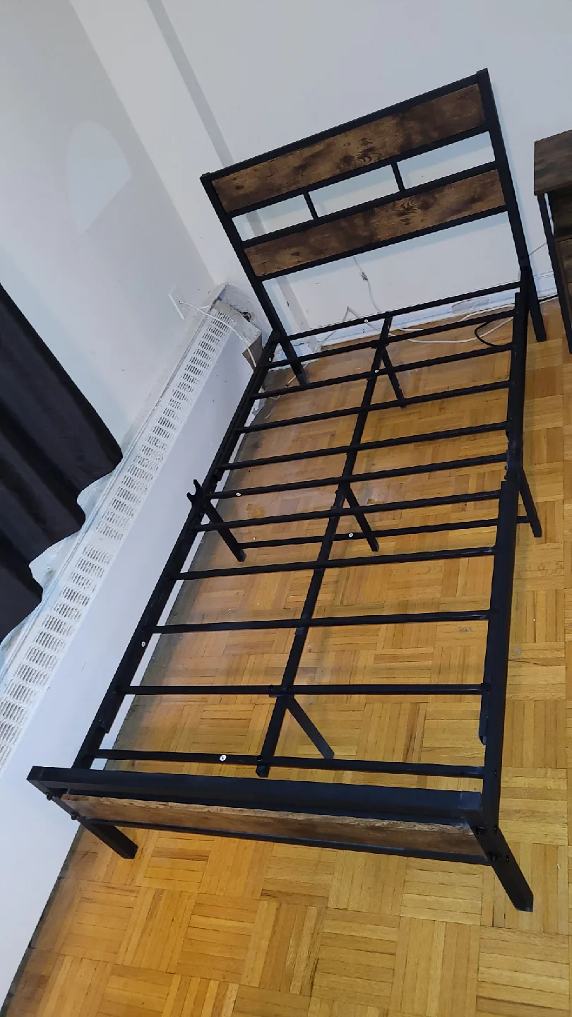 Twin bed with mattress and nightstand image indicator(4)