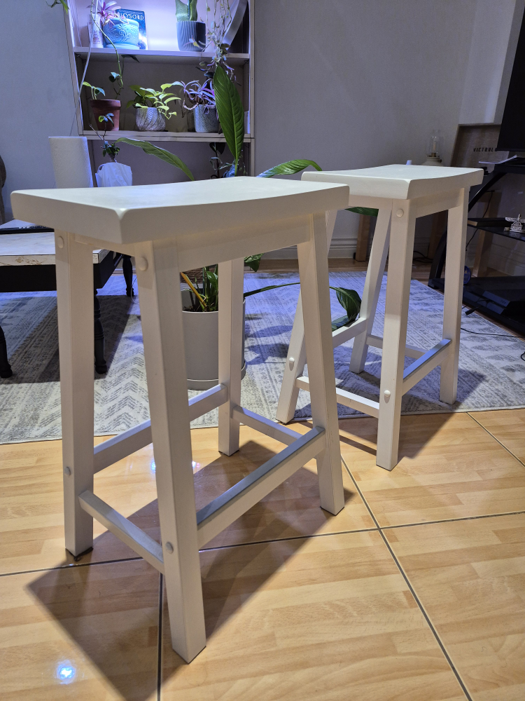 White Wooden Stools - Set of 2