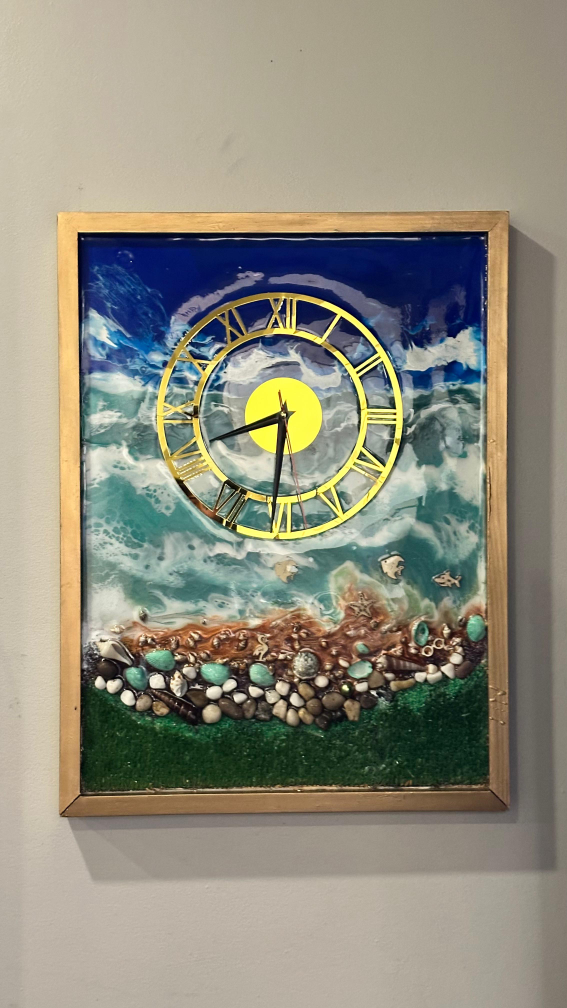 Handmade Resin Seascape Wall Clock