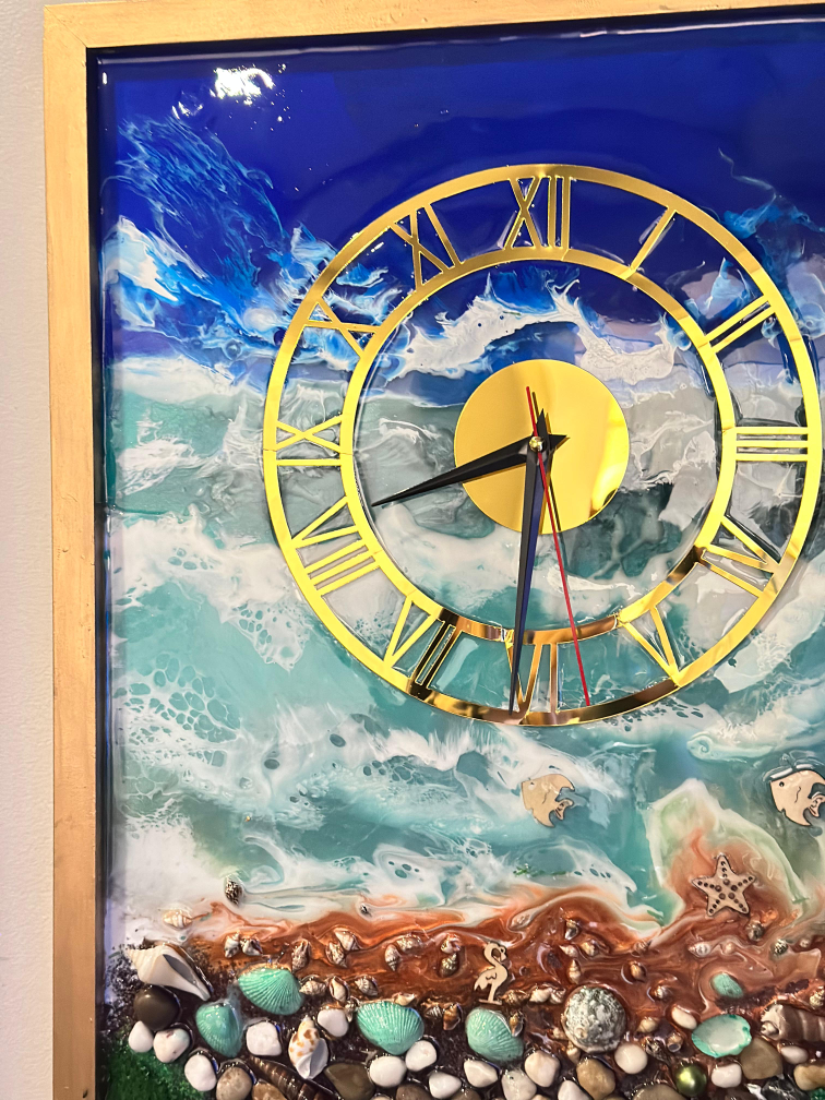Handmade Resin Seascape Wall Clock - photo 2