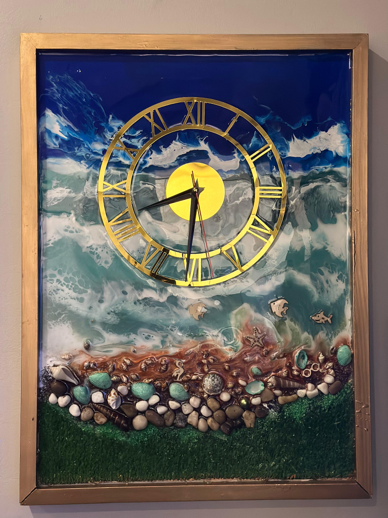 Handmade Resin Seascape Wall Clock - photo 3