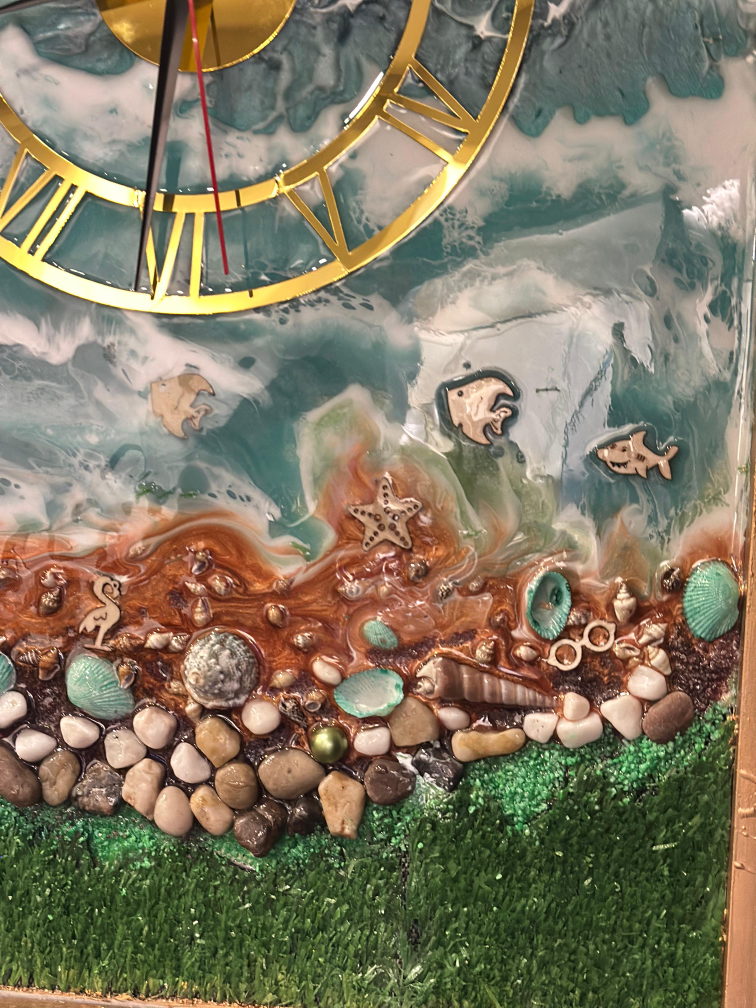 Handmade Resin Seascape Wall Clock - photo 4