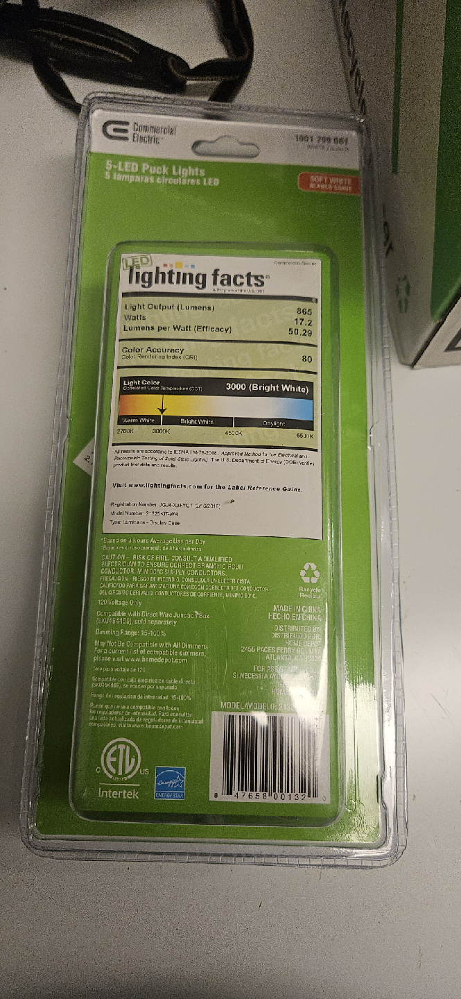 Commercial Electric 5-LED Puck Lights - New! - photo 2