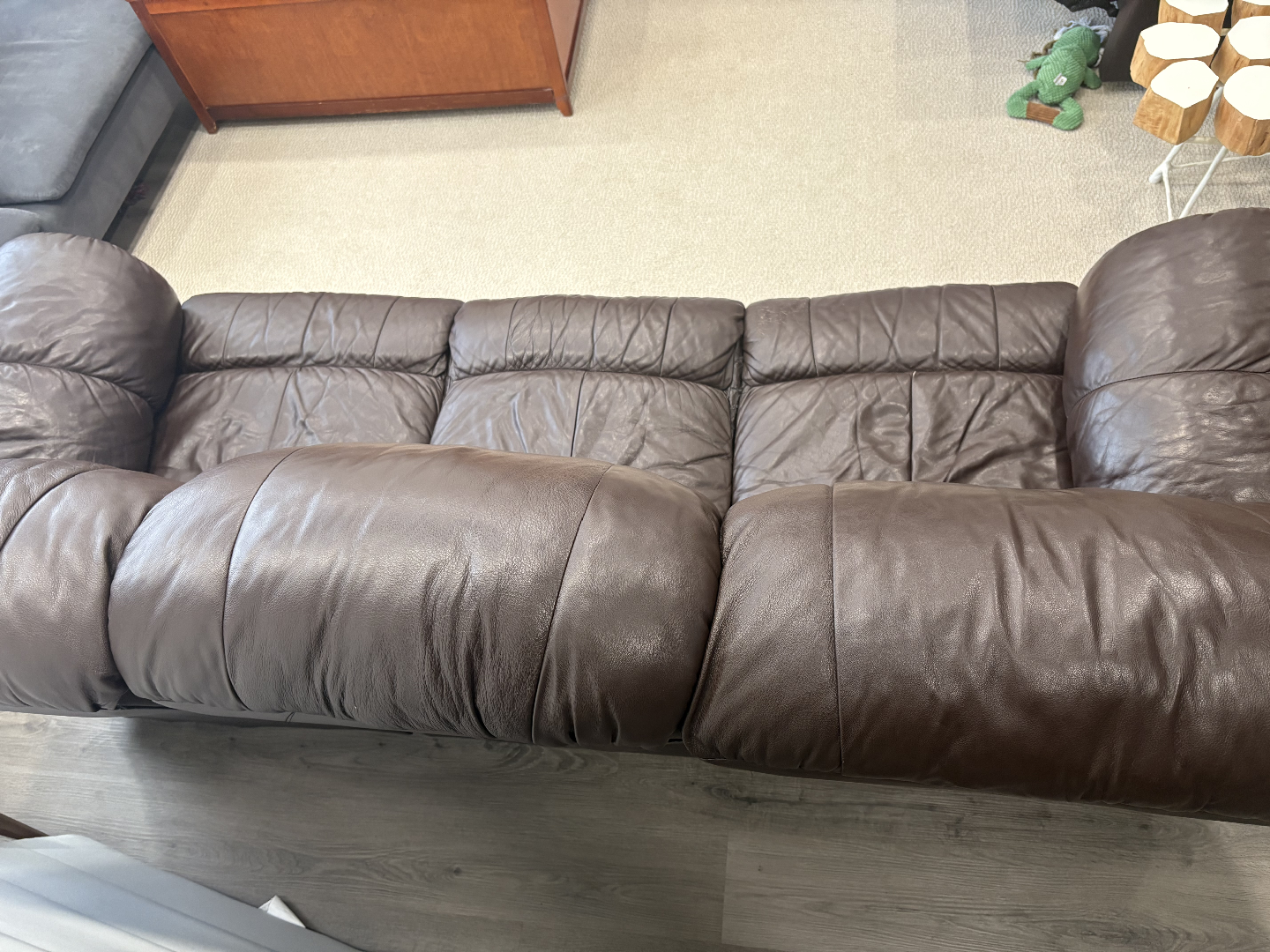 Brown Leather Reclining Sofa and Recliner Set - photo 2