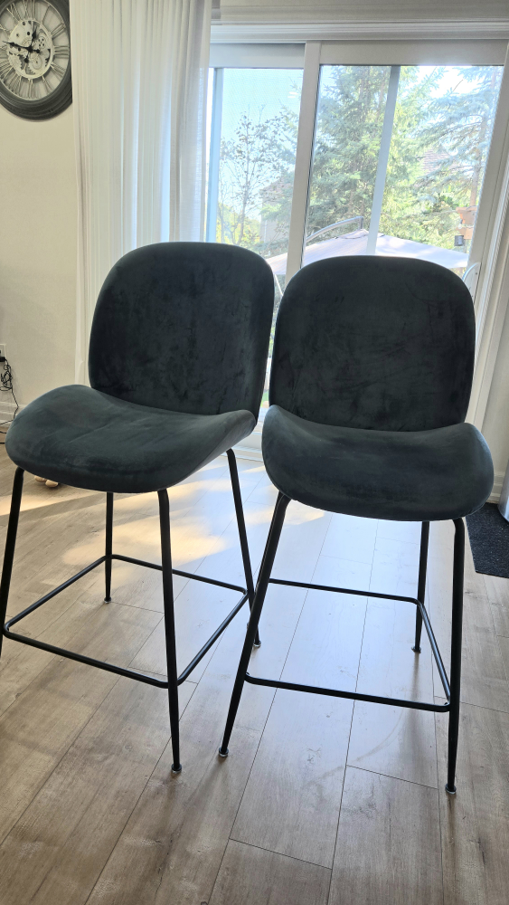 Set of Two Velvet Bar Stools (structube)