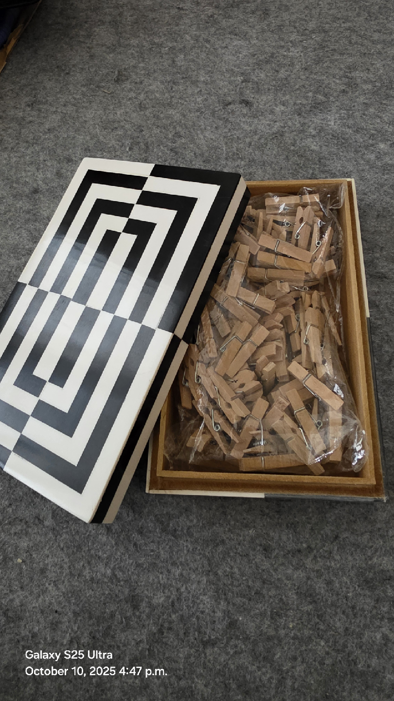 Handmade Wooden Decorative Box.with wooden clips - photo 2
