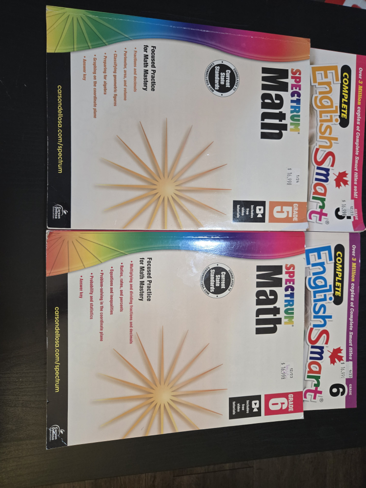 Spectrum Math Grade 5 & English Smart Grade 6