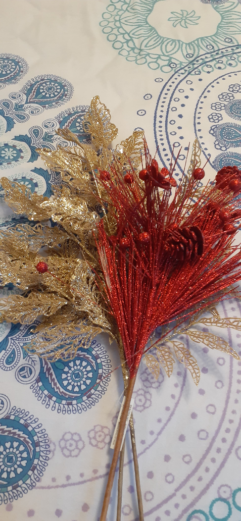 🧡 Red & Gold Decorative Floral Stems