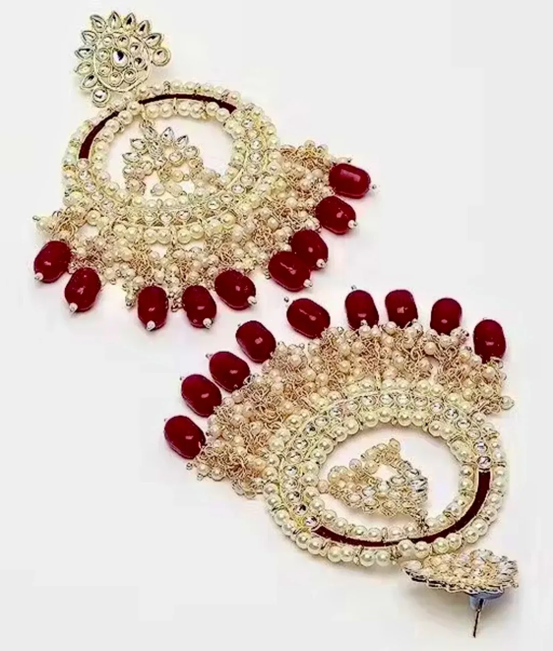 Statement Earrings - Pearl and Ruby image indicator(4)