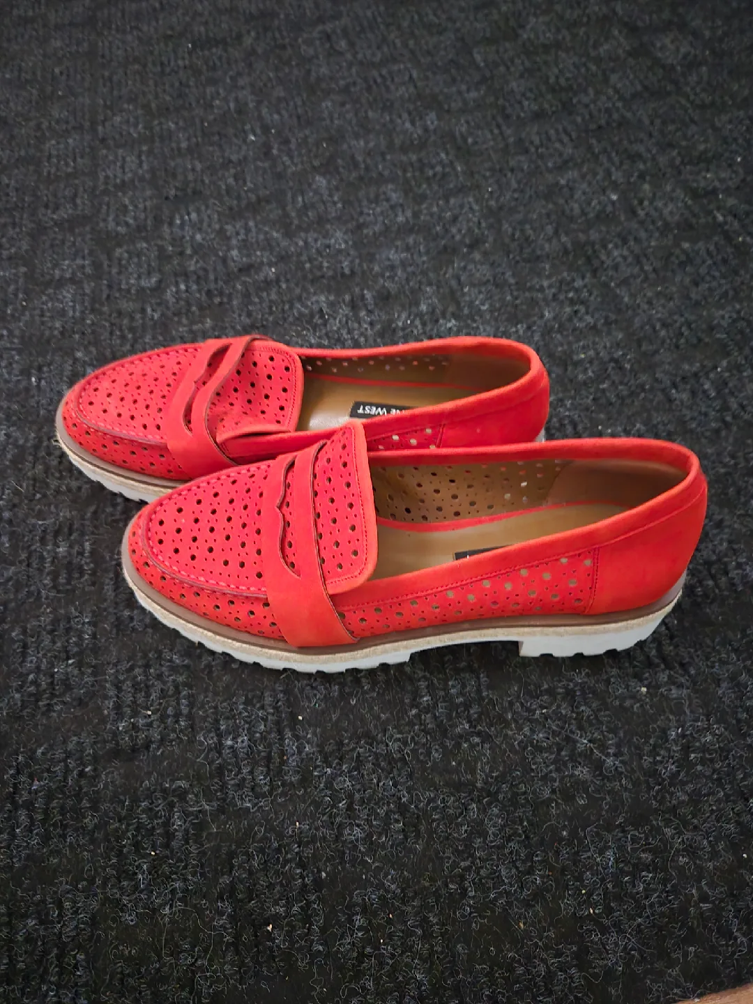 Nine West Red Leather Loafers, Size 8 thumbnail