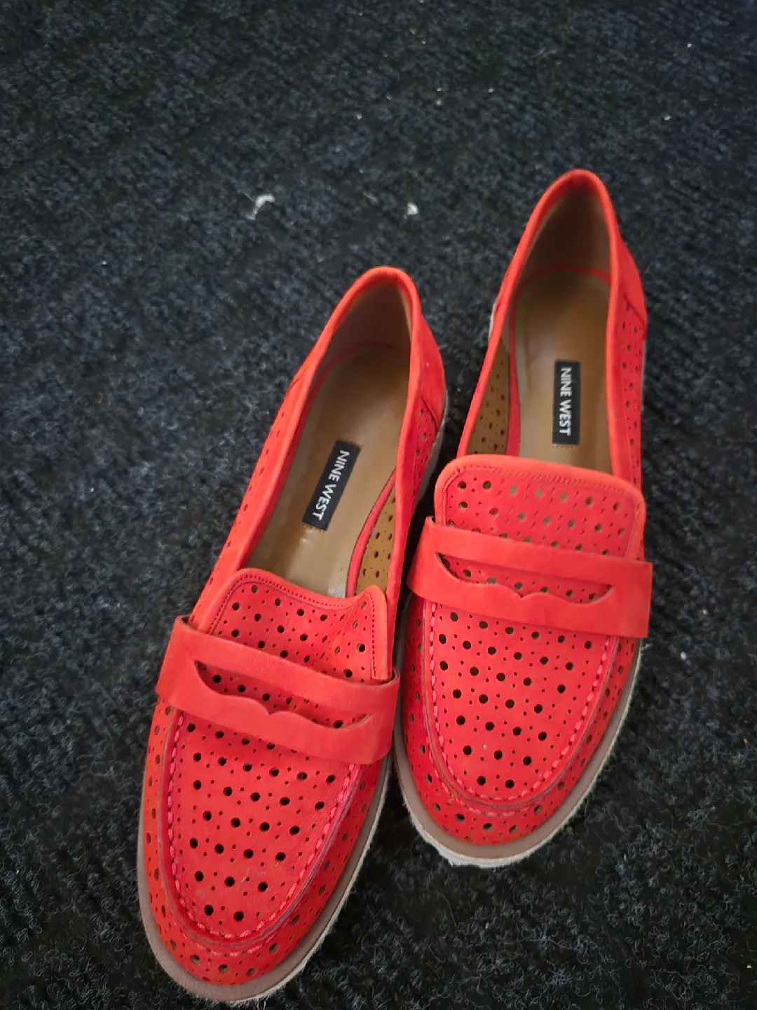 Nine West Red Leather Loafers, Size 8 image indicator(2)
