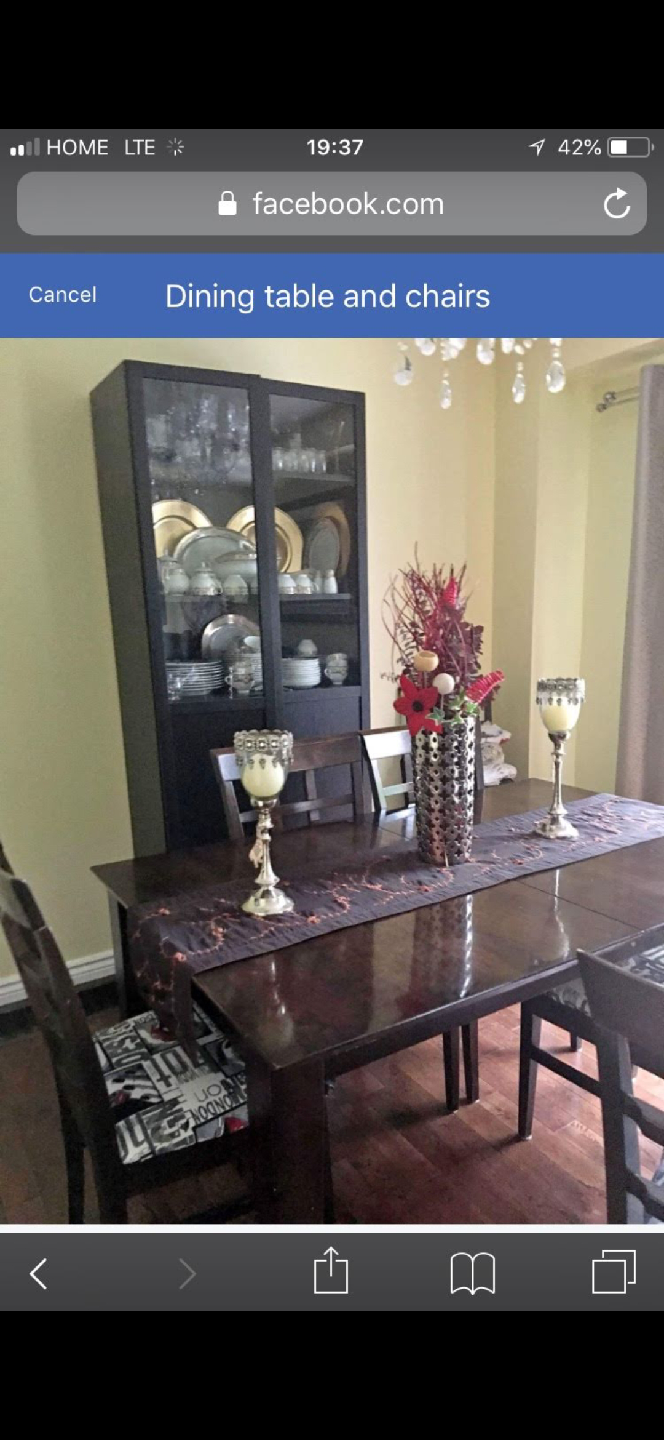 Dining table and chairs