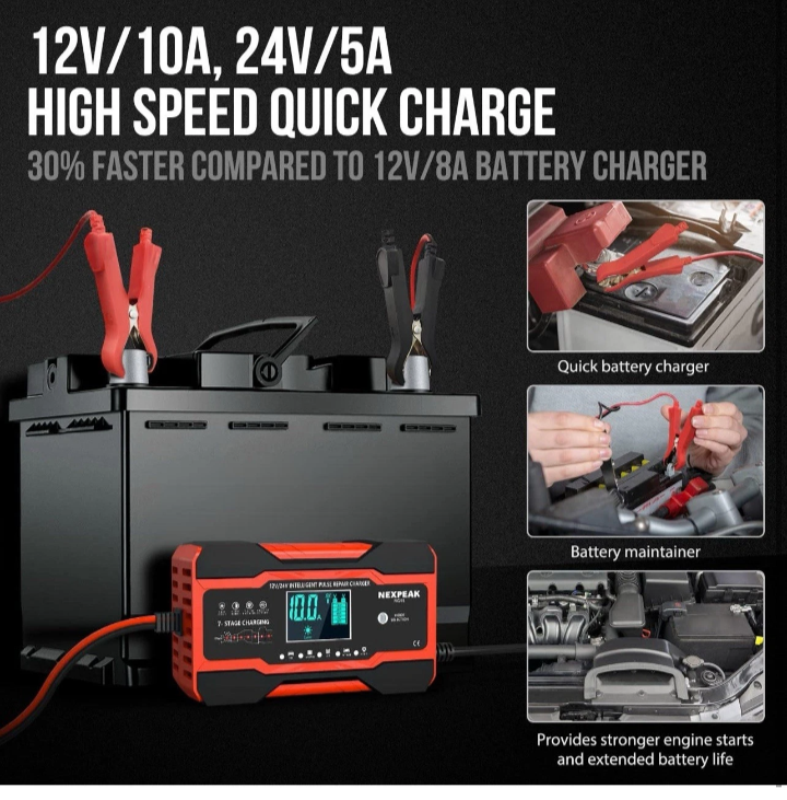 NEXPEAK NC201 12V/24V Intelligent Pulse Repair Charger - photo 2