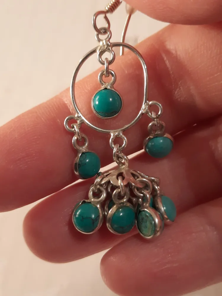 Vintage Sterling Silver Turquoise Earrings image indicator(3)
