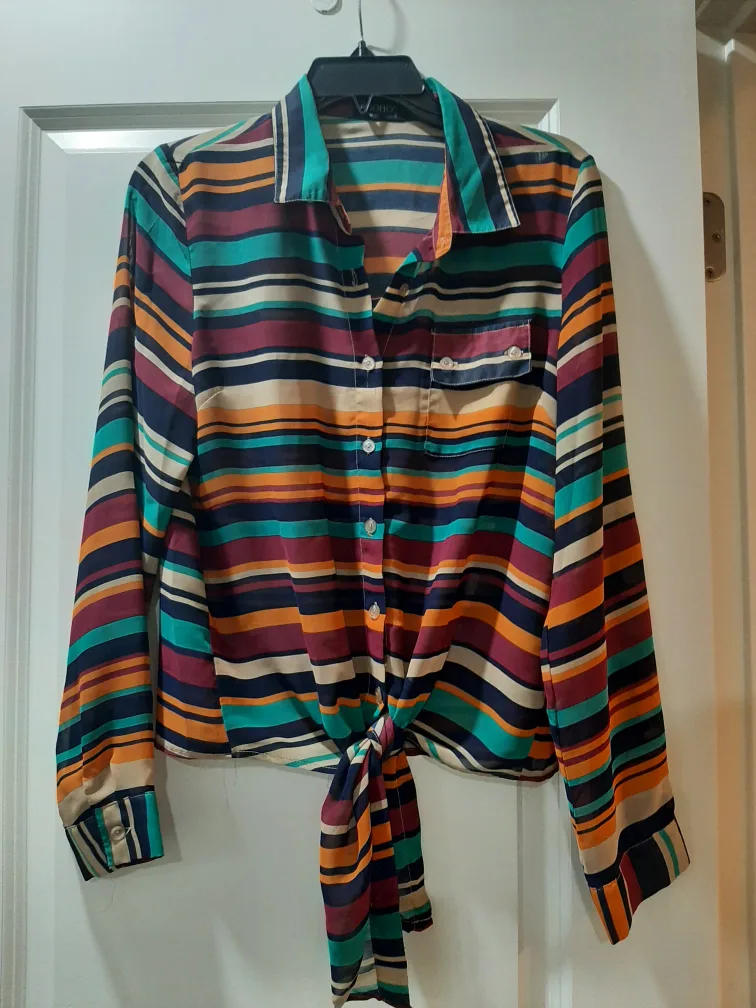 Striped Long Sleeve Blouse - Size M image indicator(2)