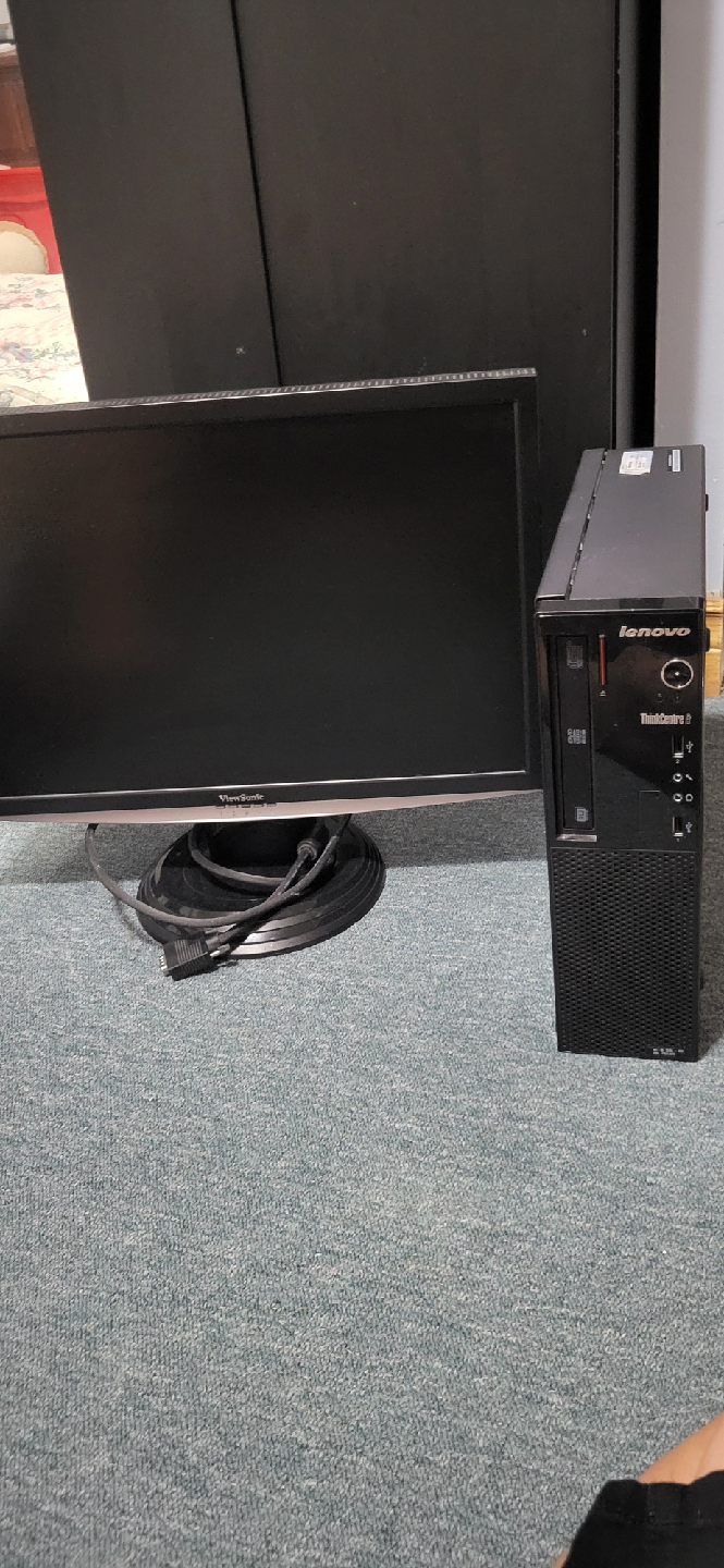 Lenovo ThinkCentre S Desktop PC & ViewSonic Monitor