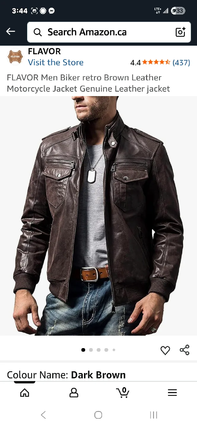 FLAVOR Dark Brown Leather Jacket - Size Small image indicator(6)