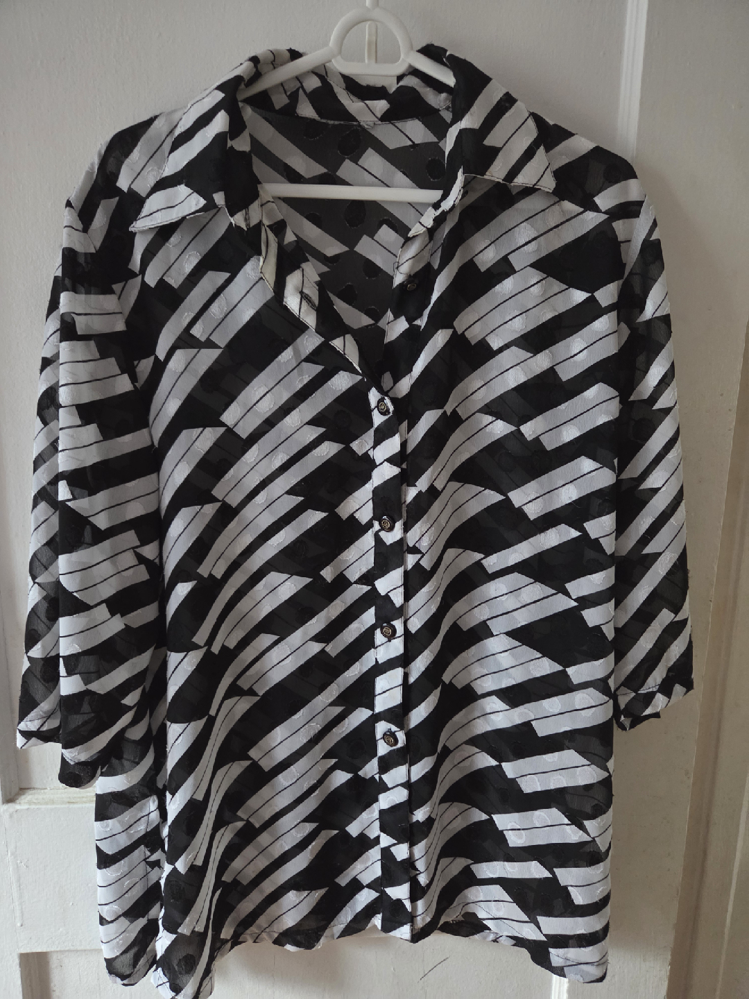 Black and White Patterned Blouse