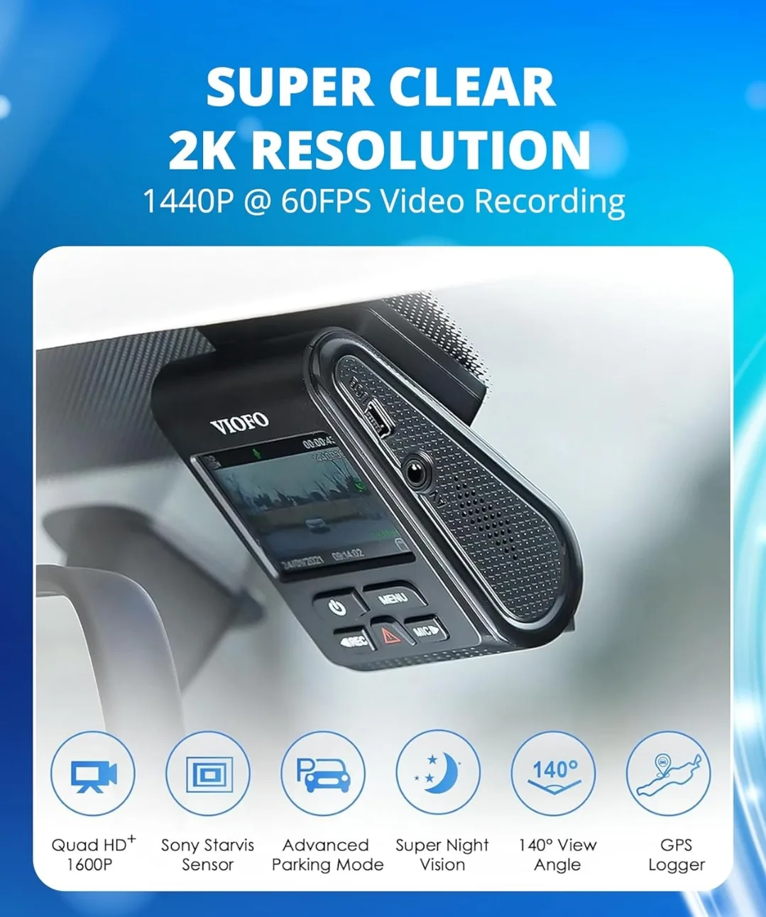 Viofo A119 V3 Car Camera - Dash Cam 1440p 60fps image indicator(4)