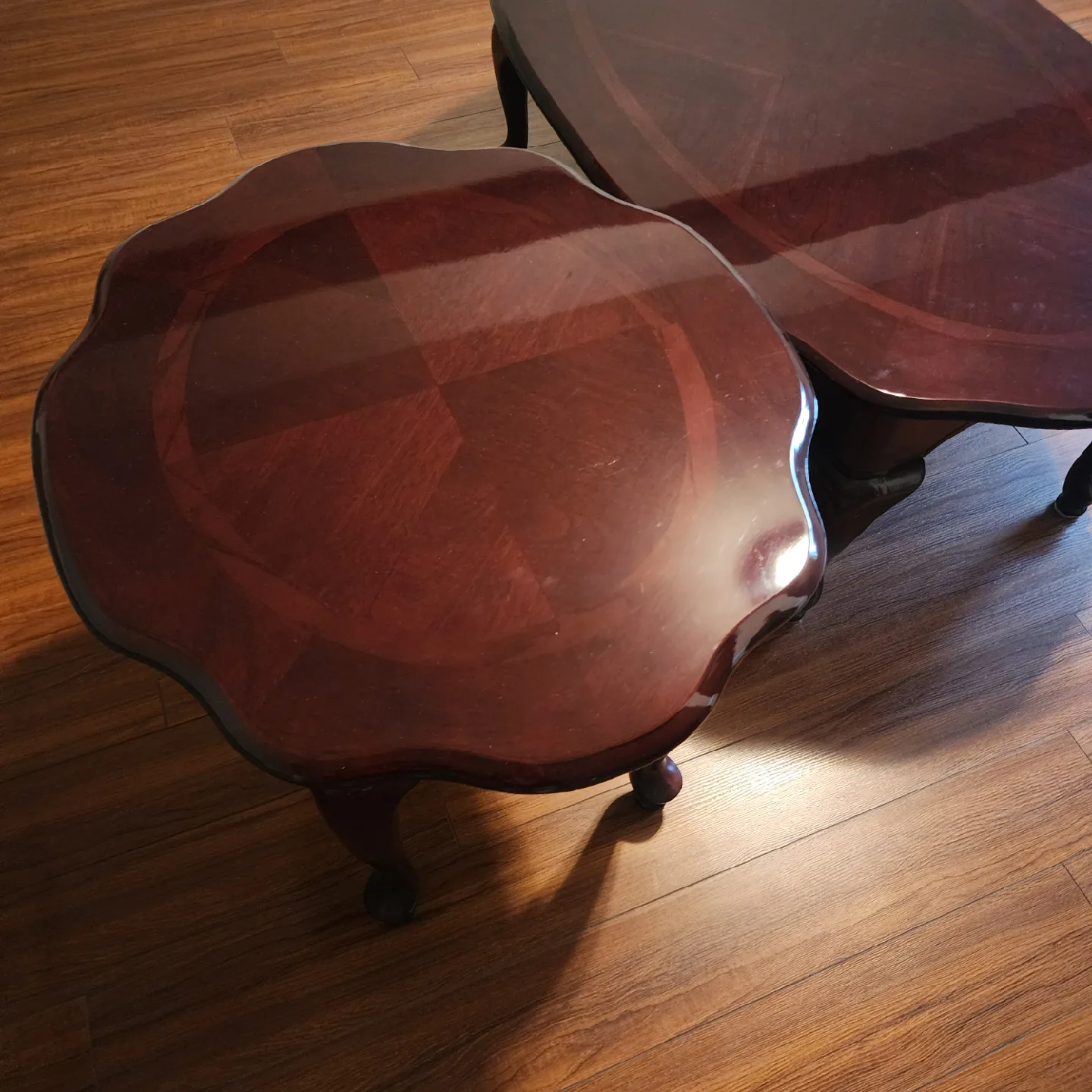 Cherry Wood Coffee Table & 2 matching End Table Set image indicator(4)