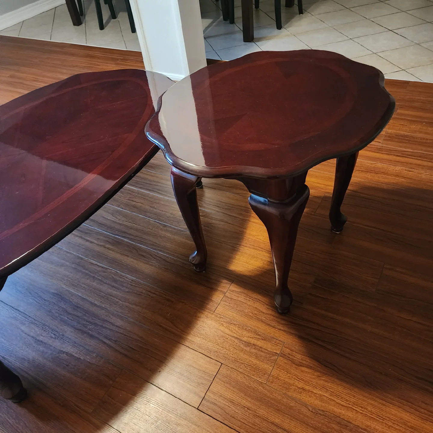 Cherry Wood Coffee Table & 2 matching End Table Set image indicator(5)