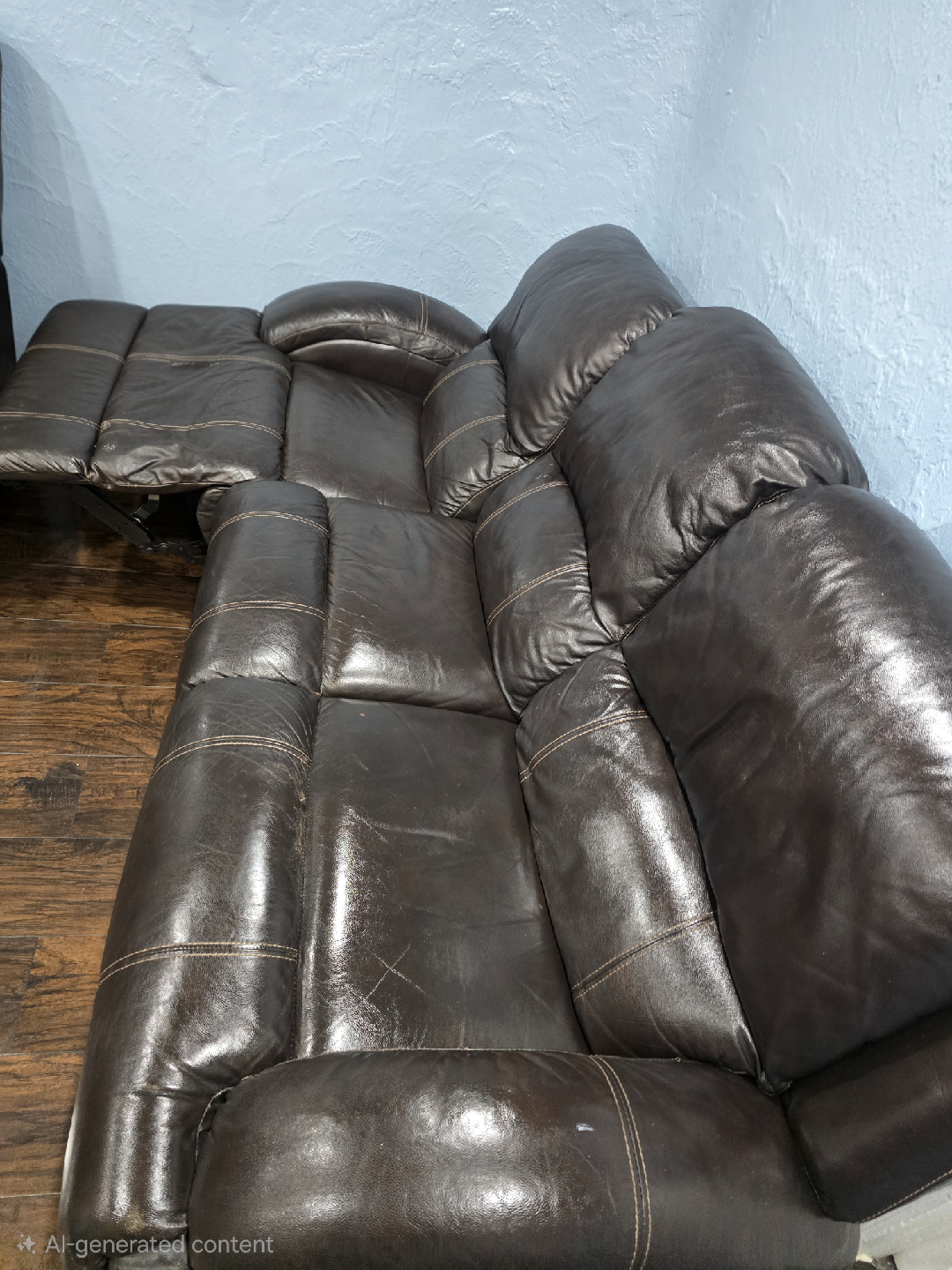 Brown Leather Reclining Sofa Set 450 each - photo 2