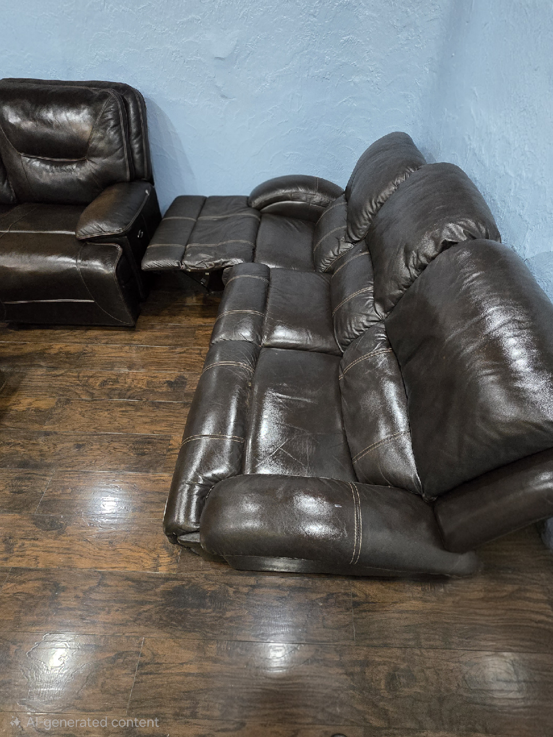 Brown Leather Reclining Sofa Set 450 each - photo 3