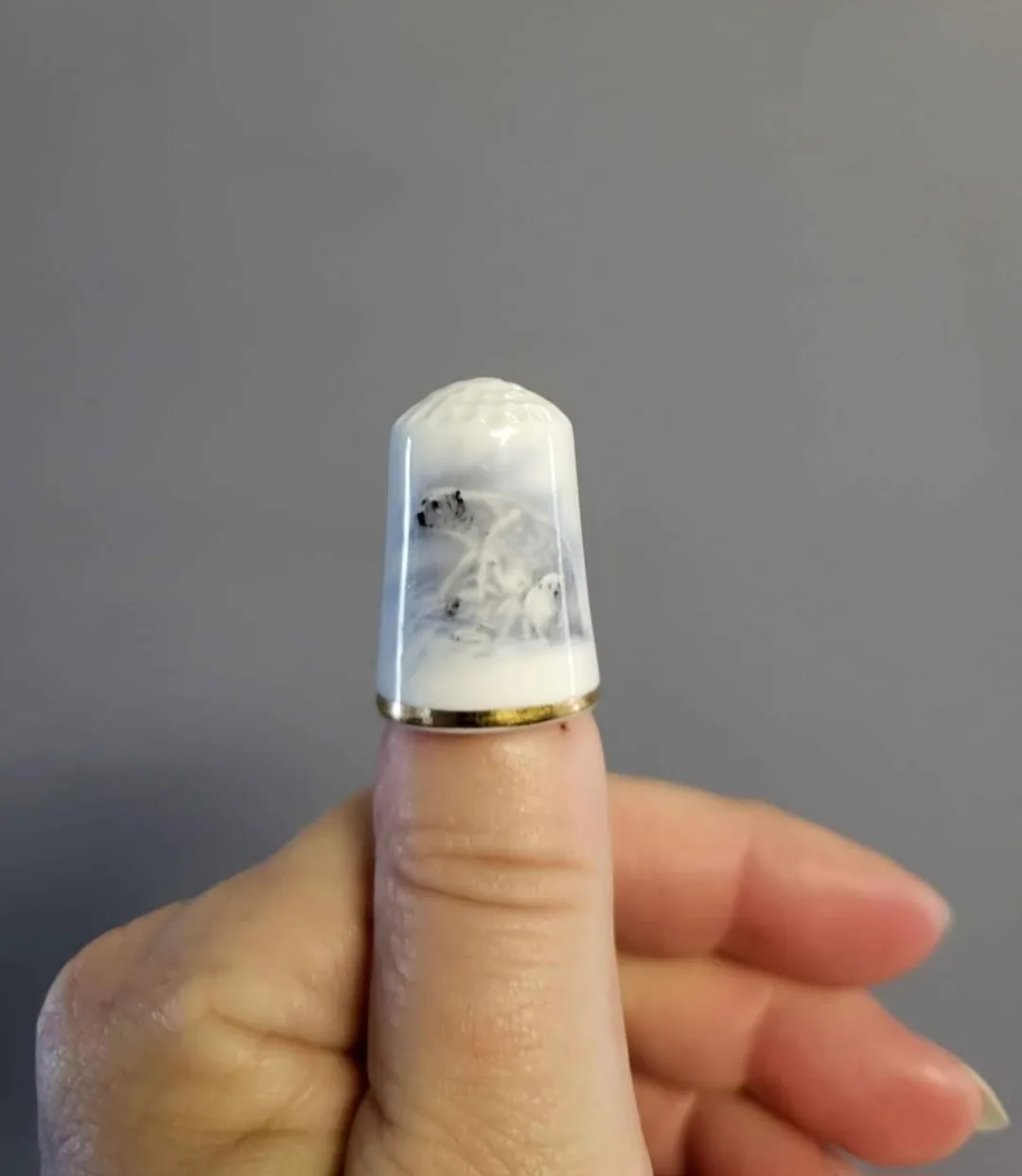 Vintage SUNRISE FINE BONE CHINA THIMBLE thumbnail